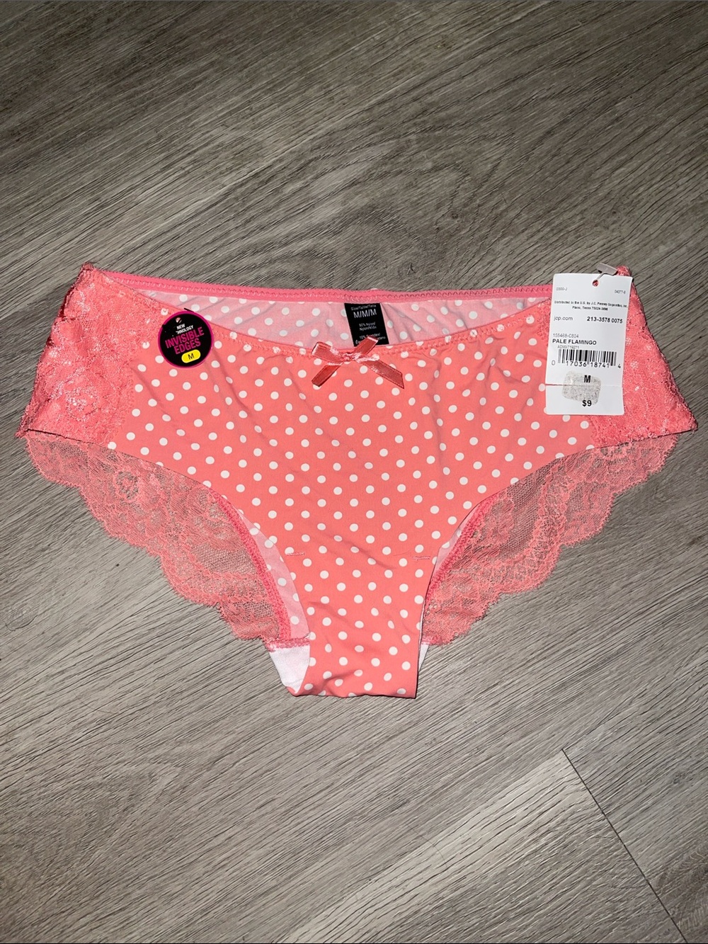Polka Dot Lace Hipster Panty in Pale Flamingo